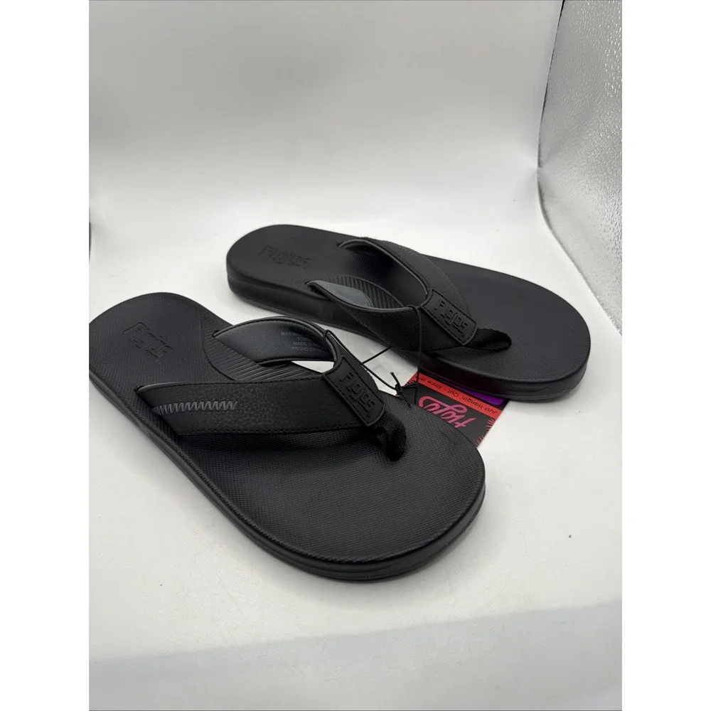 Flojos Mens Black Sandals  Flip Flop Shoes‎ Memory Foam Water-Resistant size 9